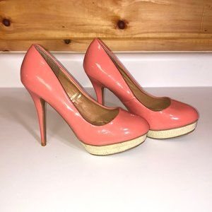 Dots Coral Pumps with Twine Platform